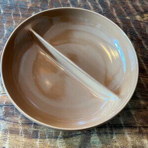 Vintage Russell Wright Mid-Century Divided Stoneware 10" Brown Dish